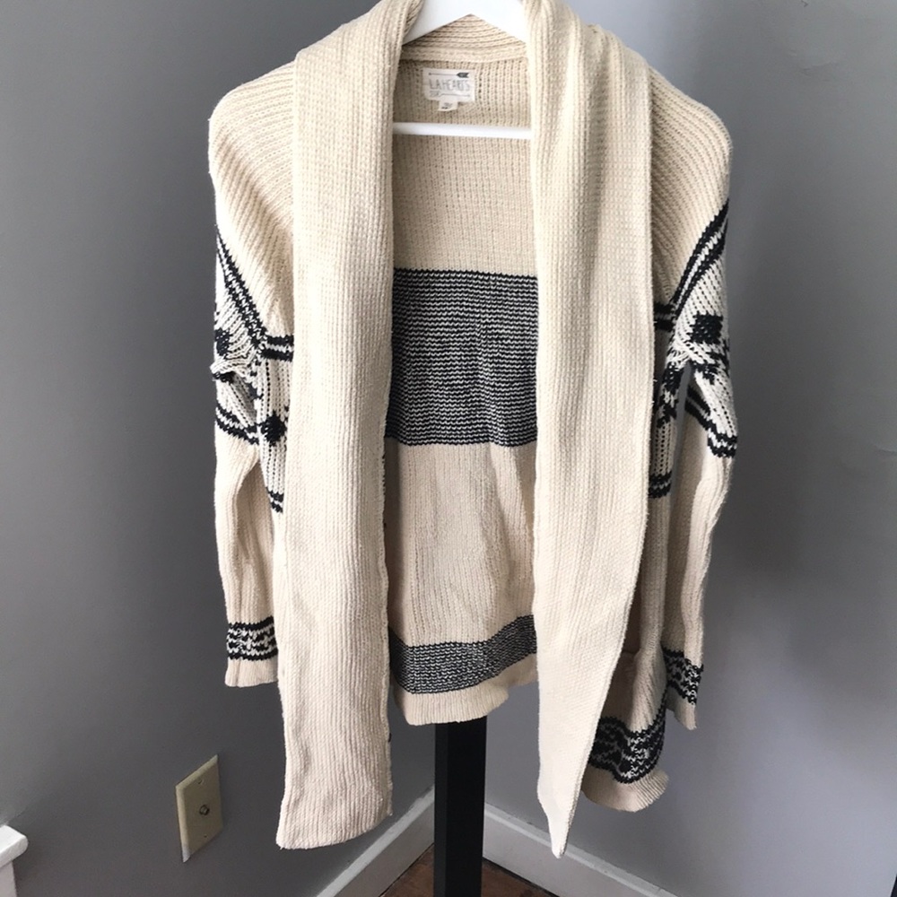 Tan and Black Patterned Cardigan